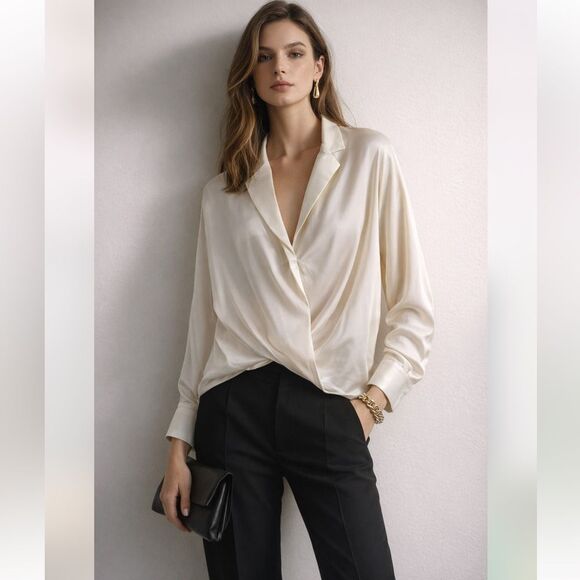 Vince Tops - Vince Silk Blouse Ivory 2 NWOT